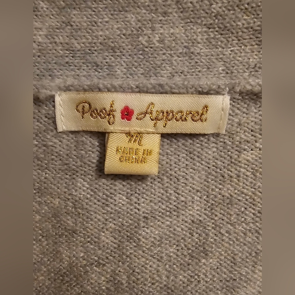 Poof Apparel Gray Button Front Cardigan Sweater, Sz. M - Picture 3 of 4